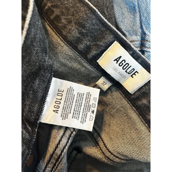 AGOLDE DAME WIDE LEG RAW HEM CUT OUT JEANS SIZE 32 BUTTON FRONT HIGH RISE - Picture 6 of 6